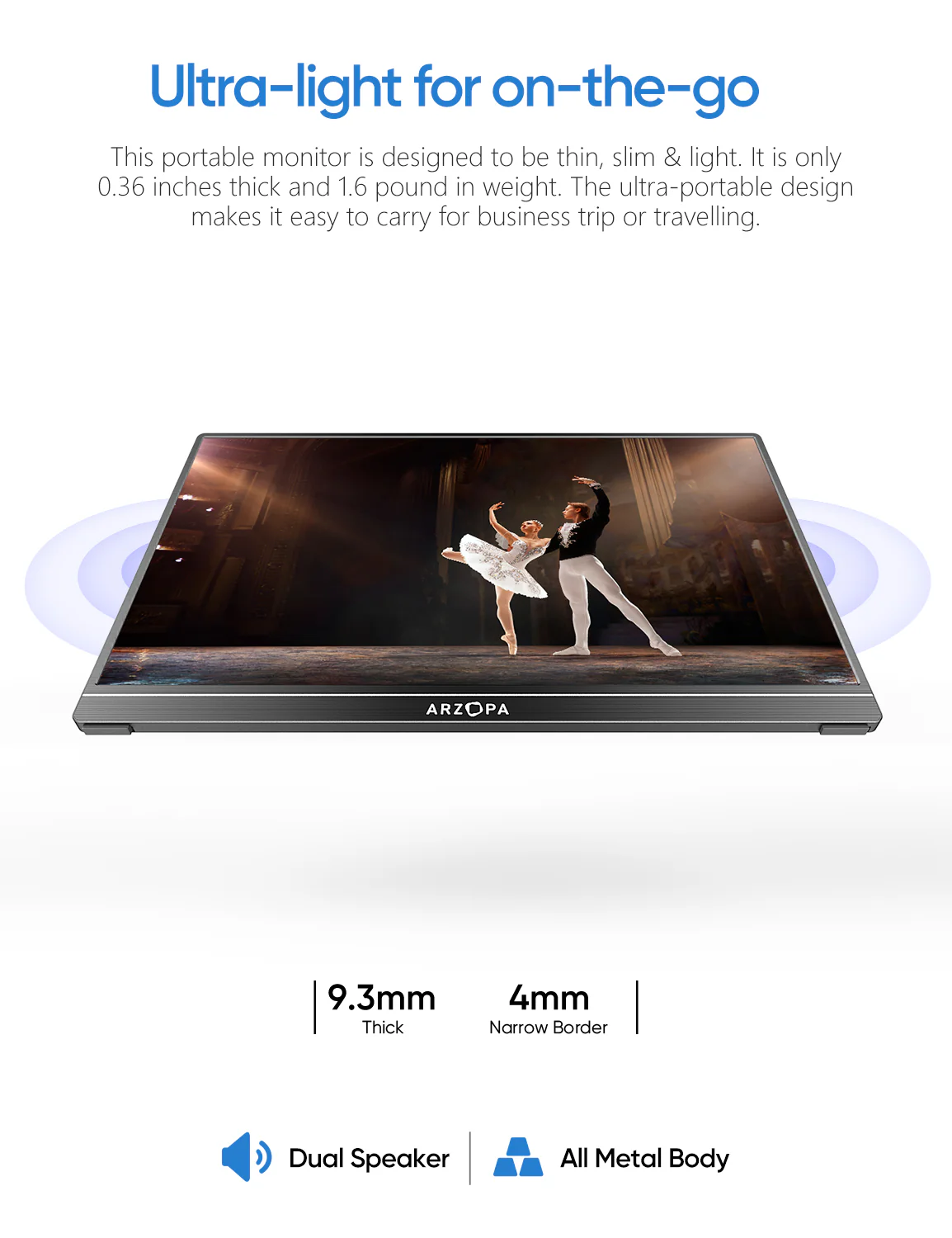 Arzopa A1 15.6 Inch FHD Lightweight Portable Travel Monitor - Image 7