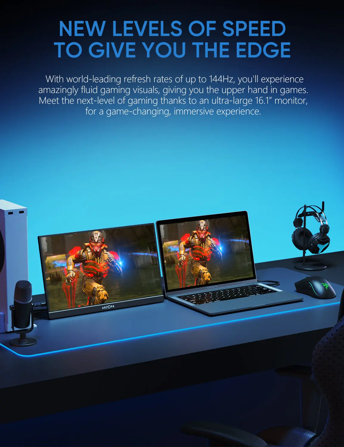 Arzopa Z1FC Black 16.1" 144Hz FHD 100%sRGB Portable Monitor - Image 4